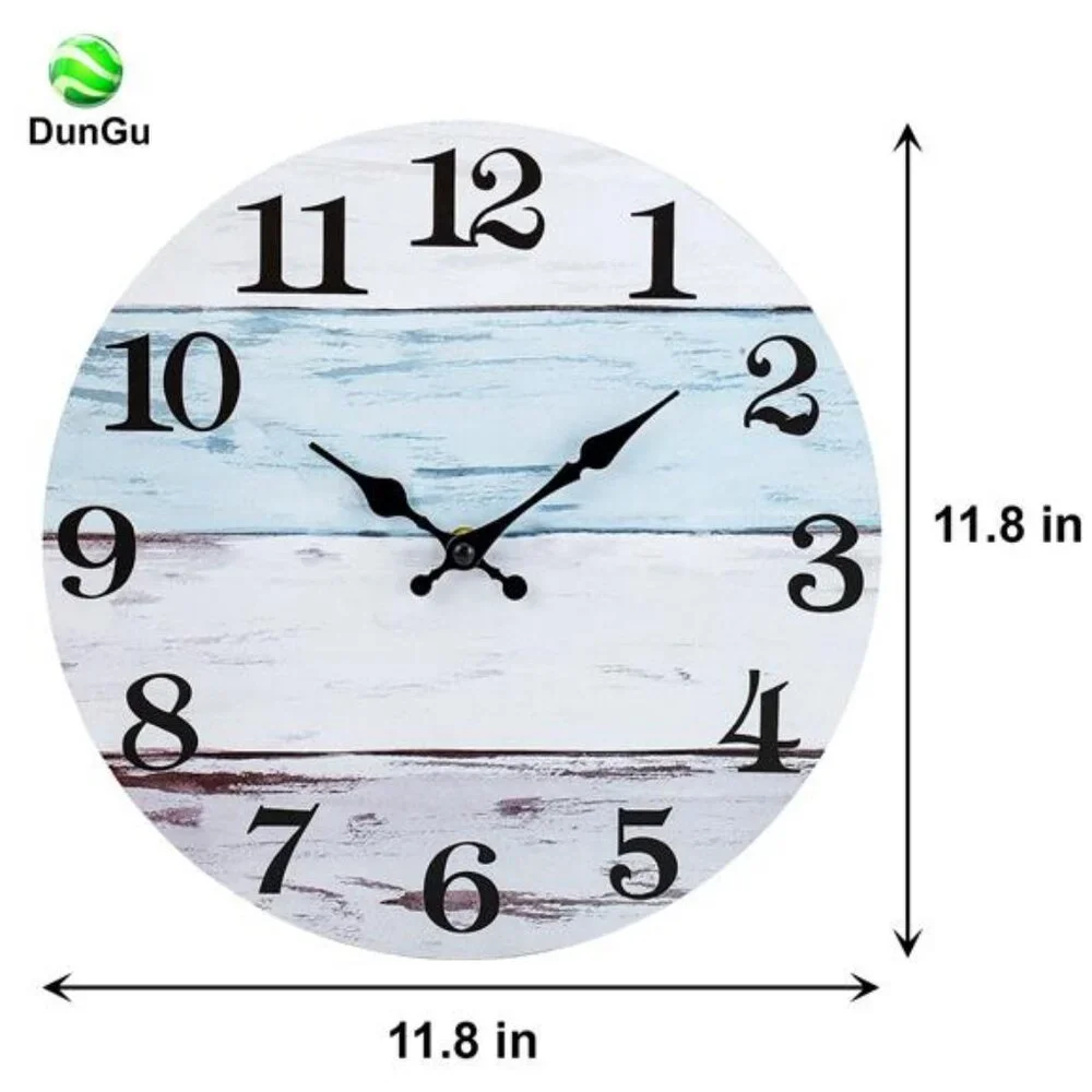 Wall Clock 12 Inch Bathroom Clock, Rustic Wall Clocks Battery Operated, Silent - Picture 2 of 7